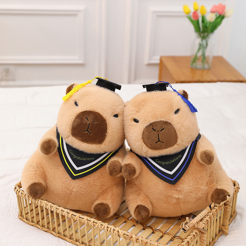 Hot Graduation Gift Doctor Hat Kawaii Capybara Plush Toy Creative Funny Stuffed Animal Fluffty Doll 12
