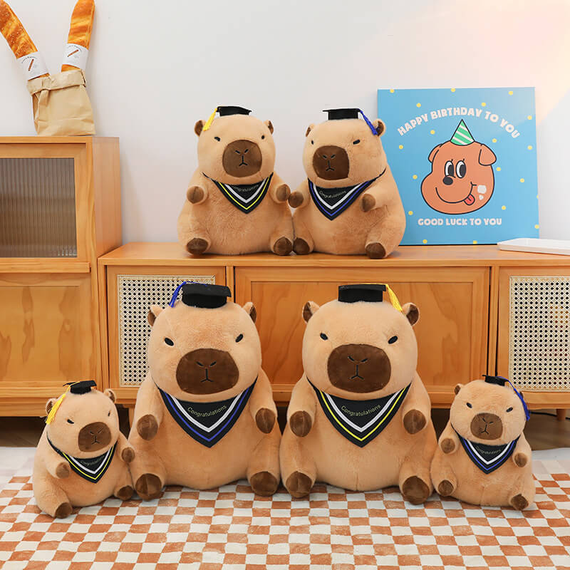 Hot Graduation Gift Doctor Hat Kawaii Capybara Plush Toy Creative Funny Stuffed Animal Fluffty Doll 9