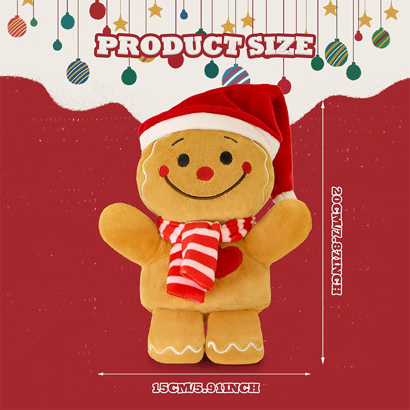 Hot Selling  Adorable 8 Inch Gingerbread Man Plushie Toy Cute Gingy Soft Stuffed Plush Doll Christmas Gifts for Kids 12