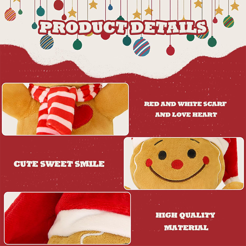 Hot Selling  Adorable 8 Inch Gingerbread Man Plushie Toy Cute Gingy Soft Stuffed Plush Doll Christmas Gifts for Kids 13