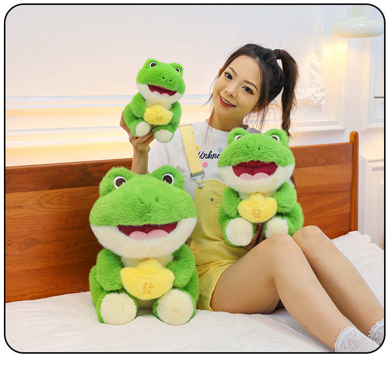 OEM Factory Cute Frog  Plush Toy PP Cotton Throw Pillow Super Soft Stuffed Animals Children's Birthday Gift 17