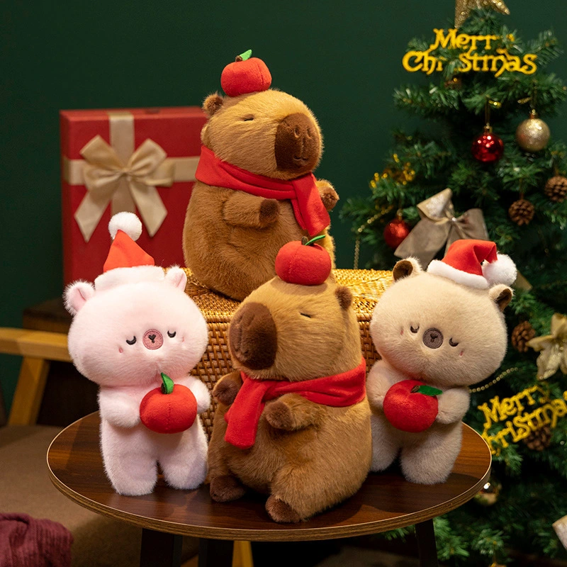 Peluche de capibara, lindo muñeco de peluche navideño con diseño creativo que realza el ambiente navideño. 1