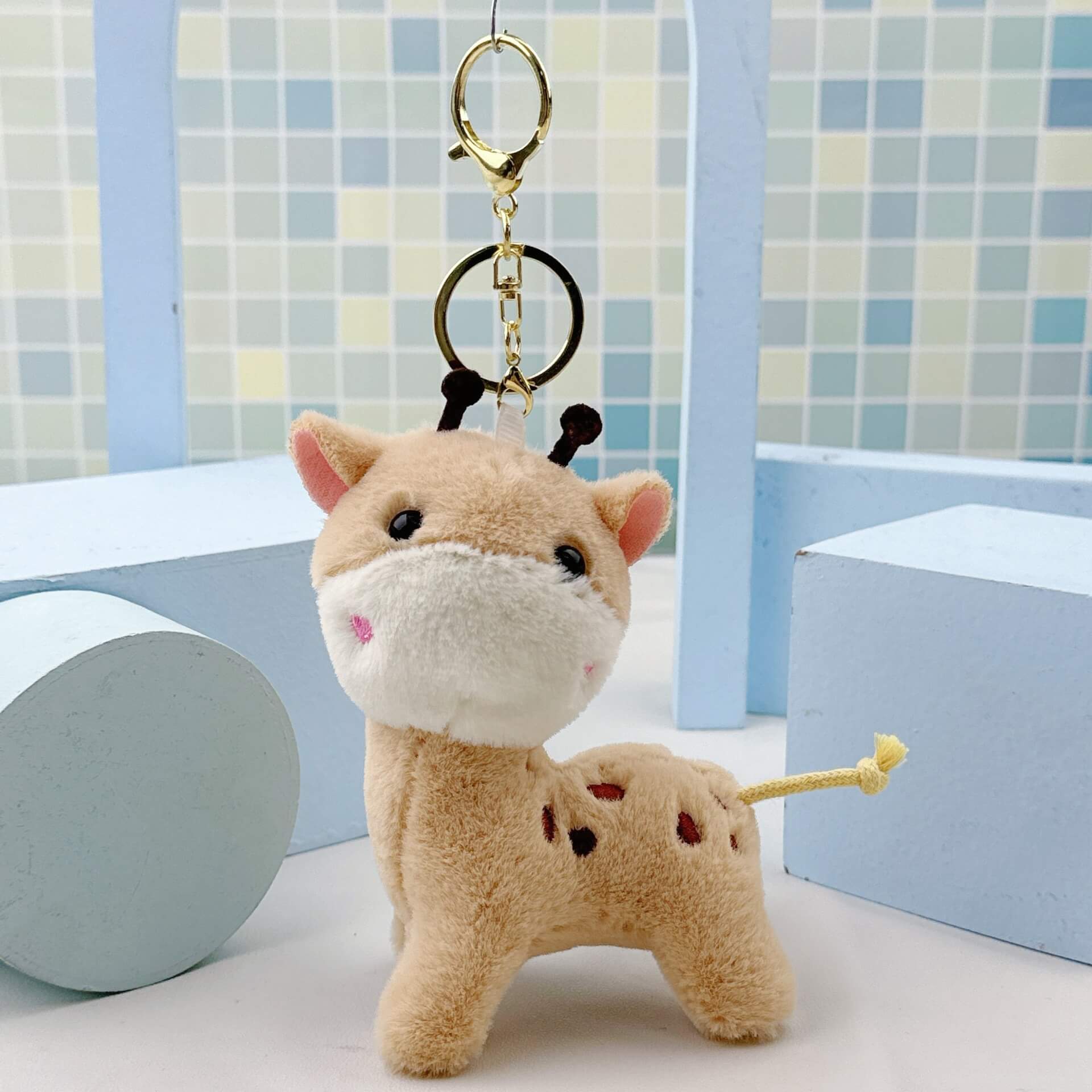 12CM Rainbow Embrace Multi Color Giraffe Plush Toy Keychain  Doll Pendant  Cartoon School Bag Super Soft Pendant 16