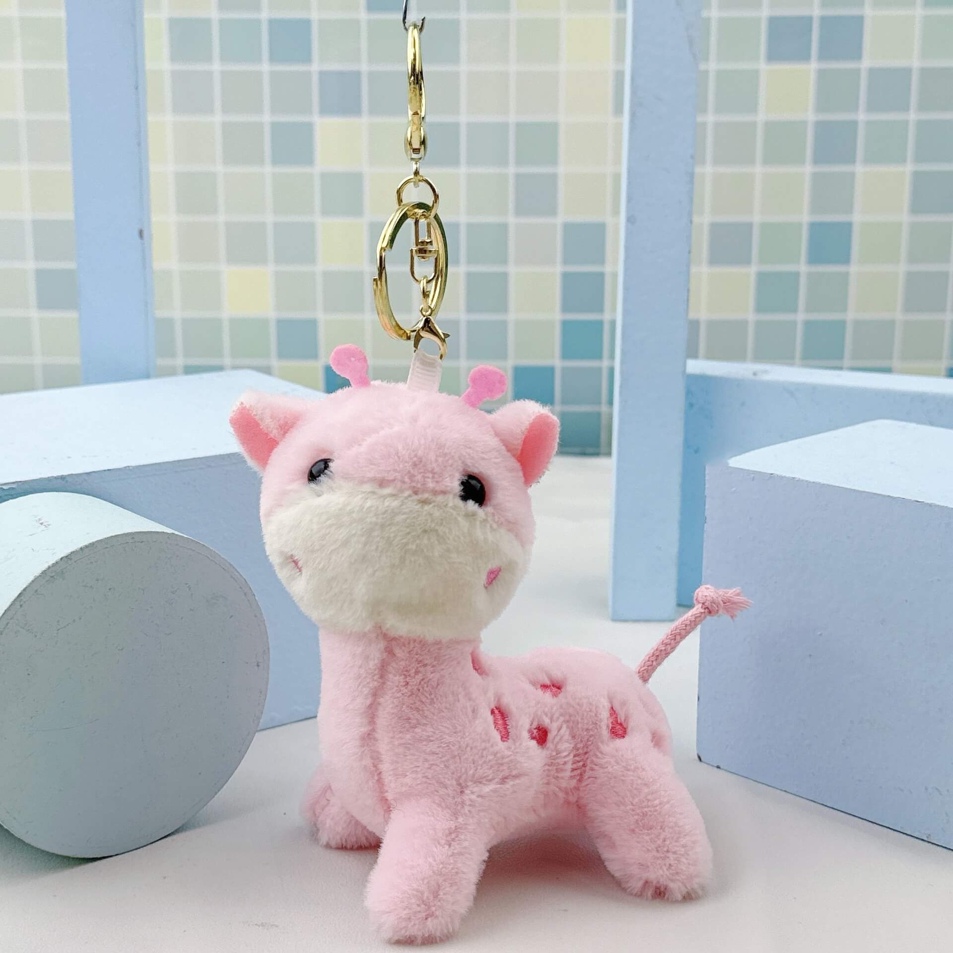 12CM Rainbow Embrace Multi Color Giraffe Plush Toy Keychain  Doll Pendant  Cartoon School Bag Super Soft Pendant 15