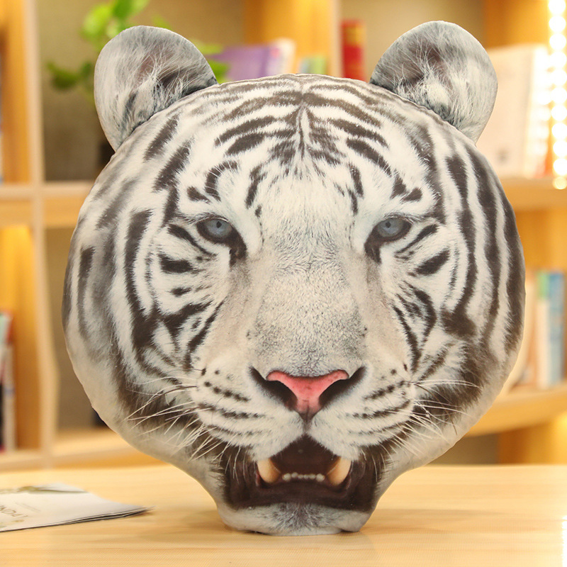 Tiger Plush Toy Simulation Tiger Head Pillow Plush Soft, Comfortable, Mighty, Fashionable Home Decoration 12
