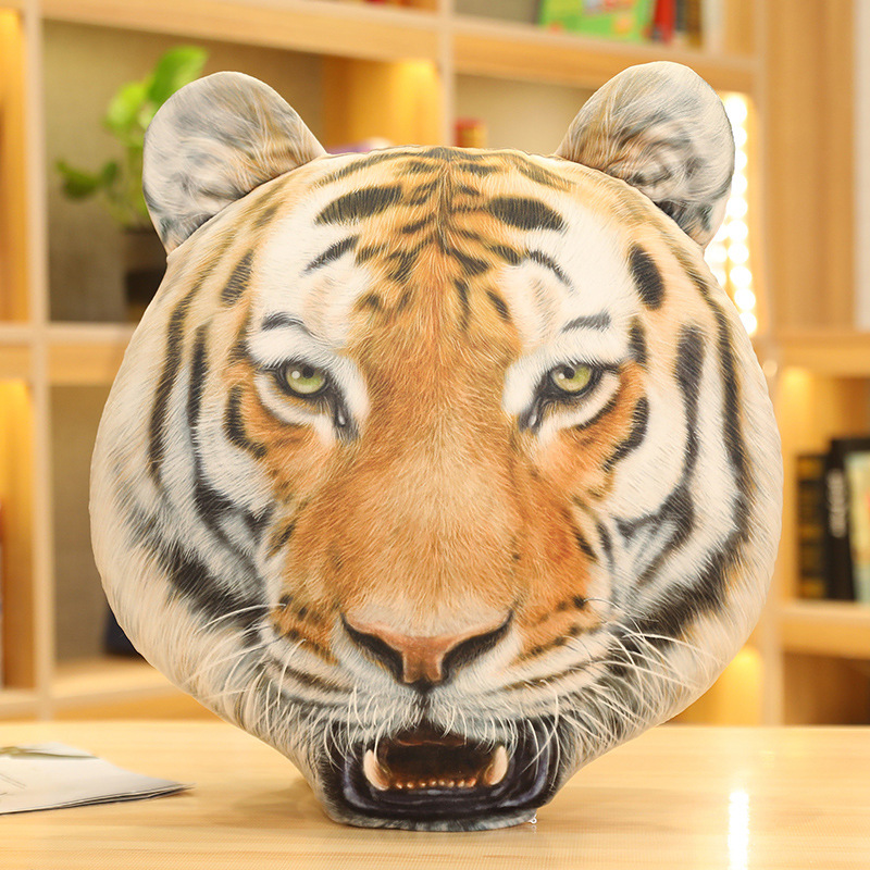 Tiger Plush Toy Simulation Tiger Head Pillow Plush Soft, Comfortable, Mighty, Fashionable Home Decoration 13