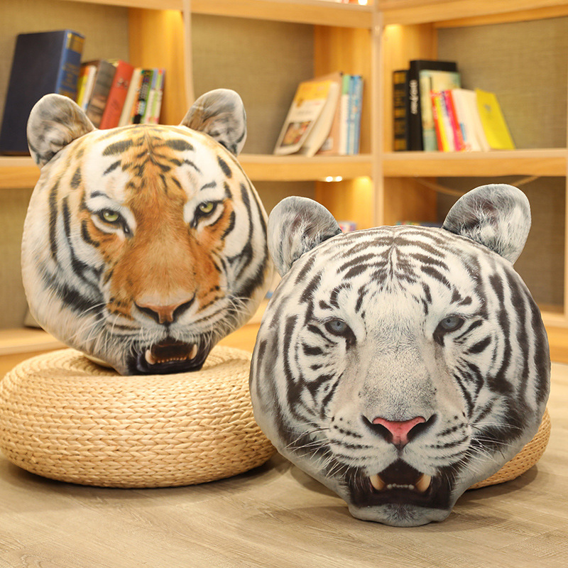Tiger Plush Toy Simulation Tiger Head Pillow Plush Soft, Comfortable, Mighty, Fashionable Home Decoration 15
