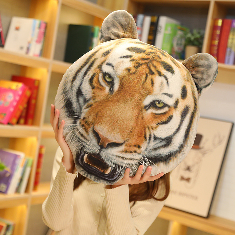 Tiger Plush Toy Simulation Tiger Head Pillow Plush Soft, Comfortable, Mighty, Fashionable Home Decoration 16