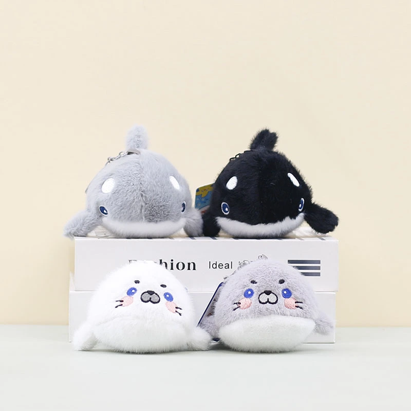 12cm Shark Dolphin Seal Killer Whale Shark Plushie Keychain Pendant Doll Small Mini  Stuffed Animal Kids Gift Cartoon 1
