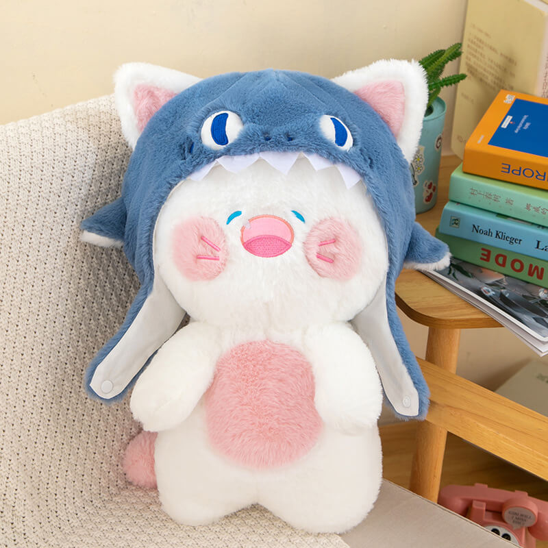 Vente en gros de peluches chat requin mignon et de haute qualité, jouets en peluche créatifs et adorables pour enfants, anniversaire 12