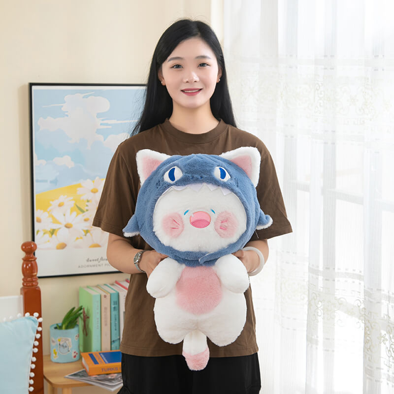 Vente en gros de peluches chat requin mignon et de haute qualité, jouets en peluche créatifs et adorables pour enfants, anniversaire 14