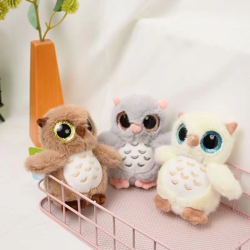 Custom Logo 12cm White Gray Brown High Quality Owl Plushie Pendant Stuffed Animals Bag Doll Charm Keychain 1