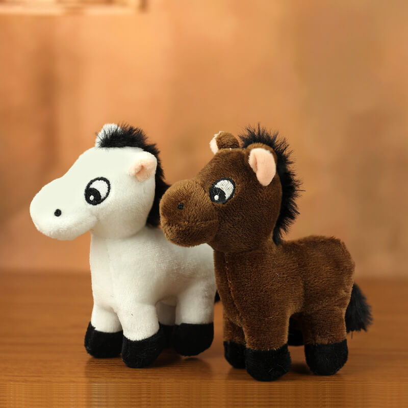 Professional Brown and White Horse Plush Stuffed Plush Toy Farm Animal Small Pendant Key Chain With Fashion Accessory 12