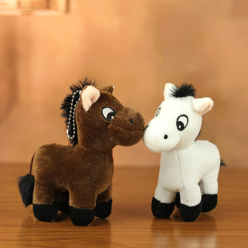 Professional Brown and White Horse Plush Stuffed Plush Toy Farm Animal Small Pendant Key Chain With Fashion Accessory 13