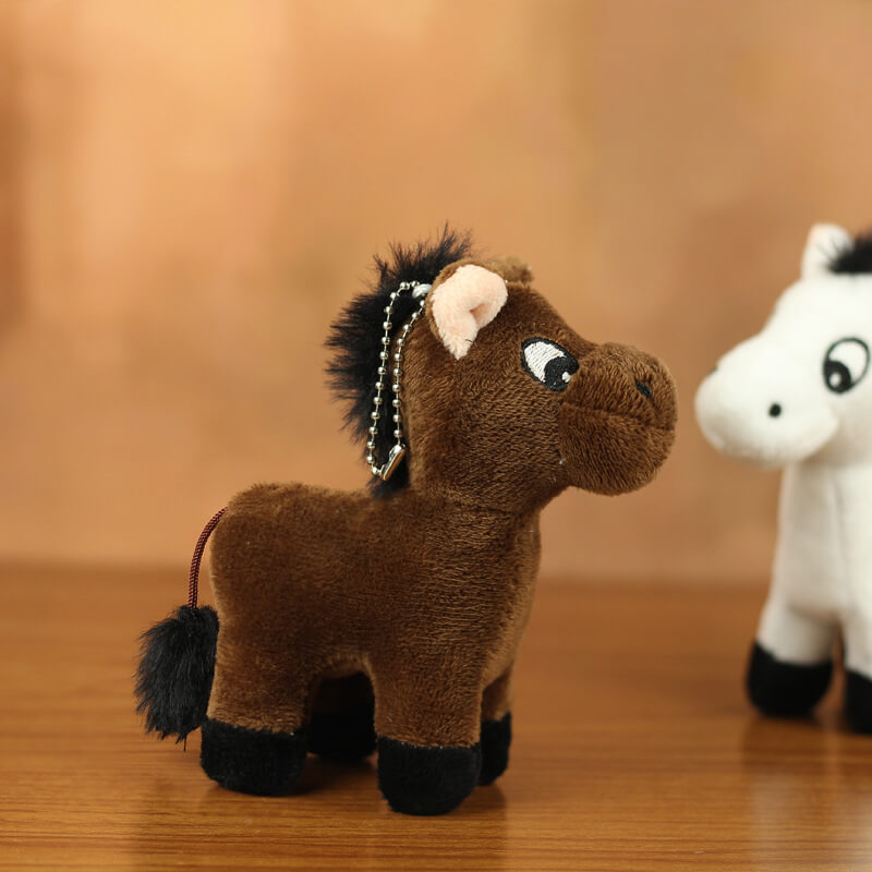 Professional Brown and White Horse Plush Stuffed Plush Toy Farm Animal Small Pendant Key Chain With Fashion Accessory 17