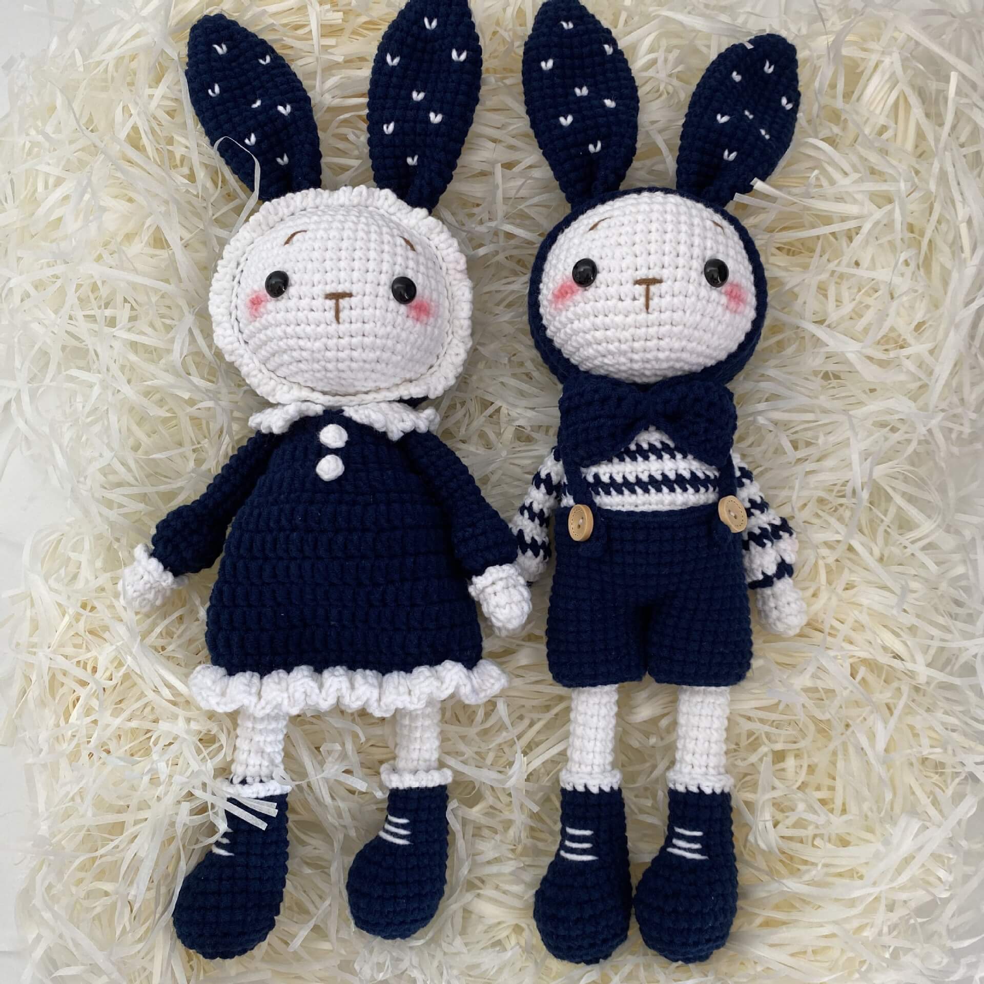 Hot Sale 100% Crochet Plushies Handmade Knitted Crochet Knitted Bunny Stuffed Animal Amigurumi Stuffed Bunny Toys 20