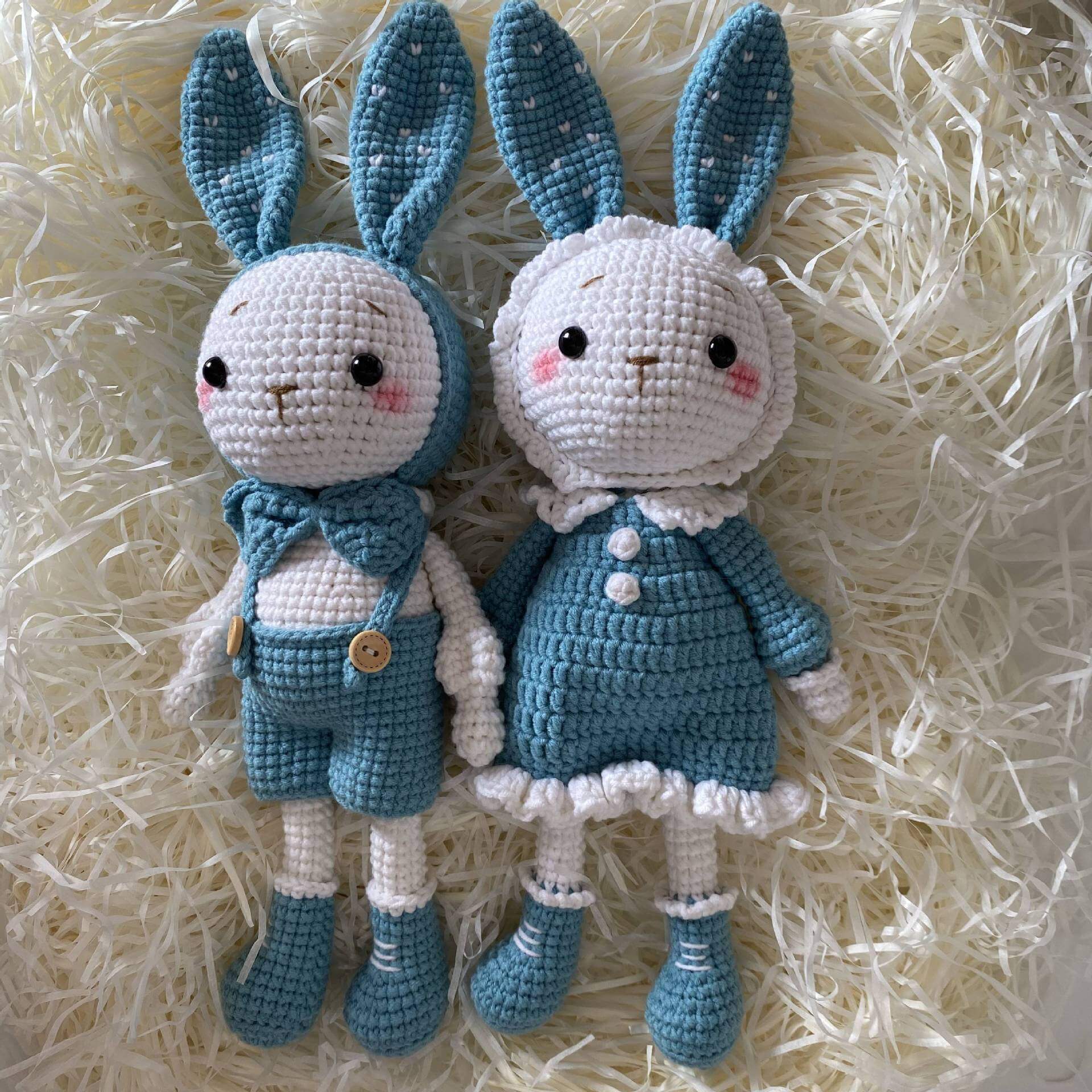 Hot Sale 100% Crochet Plushies Handmade Knitted Crochet Knitted Bunny Stuffed Animal Amigurumi Stuffed Bunny Toys 12