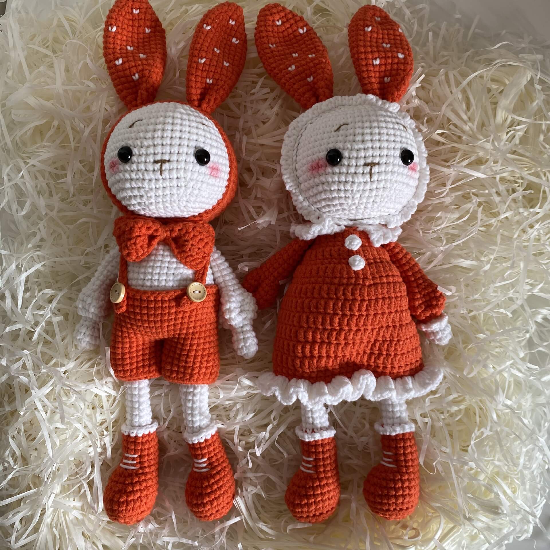 Hot Sale 100% Crochet Plushies Handmade Knitted Crochet Knitted Bunny Stuffed Animal Amigurumi Stuffed Bunny Toys 19