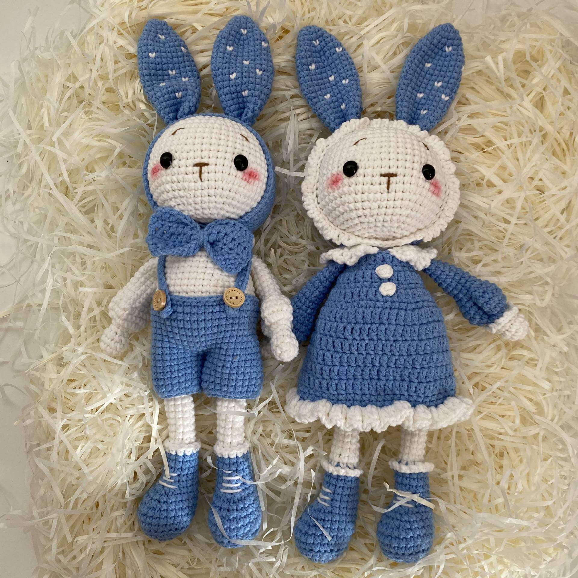 Hot Sale 100% Crochet Plushies Handmade Knitted Crochet Knitted Bunny Stuffed Animal Amigurumi Stuffed Bunny Toys 16