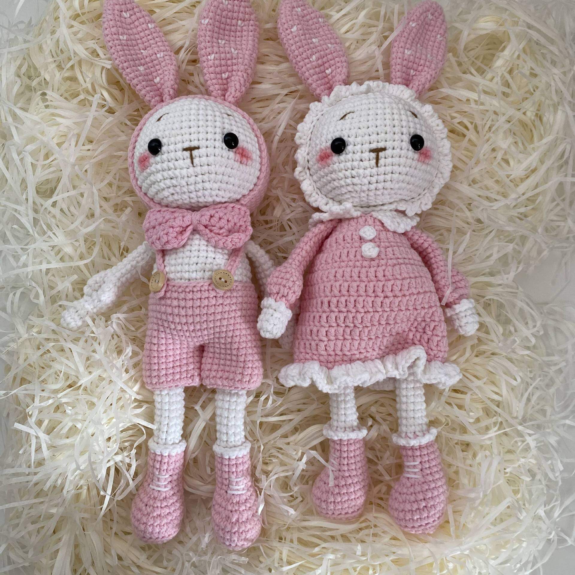 Hot Sale 100% Crochet Plushies Handmade Knitted Crochet Knitted Bunny Stuffed Animal Amigurumi Stuffed Bunny Toys 21
