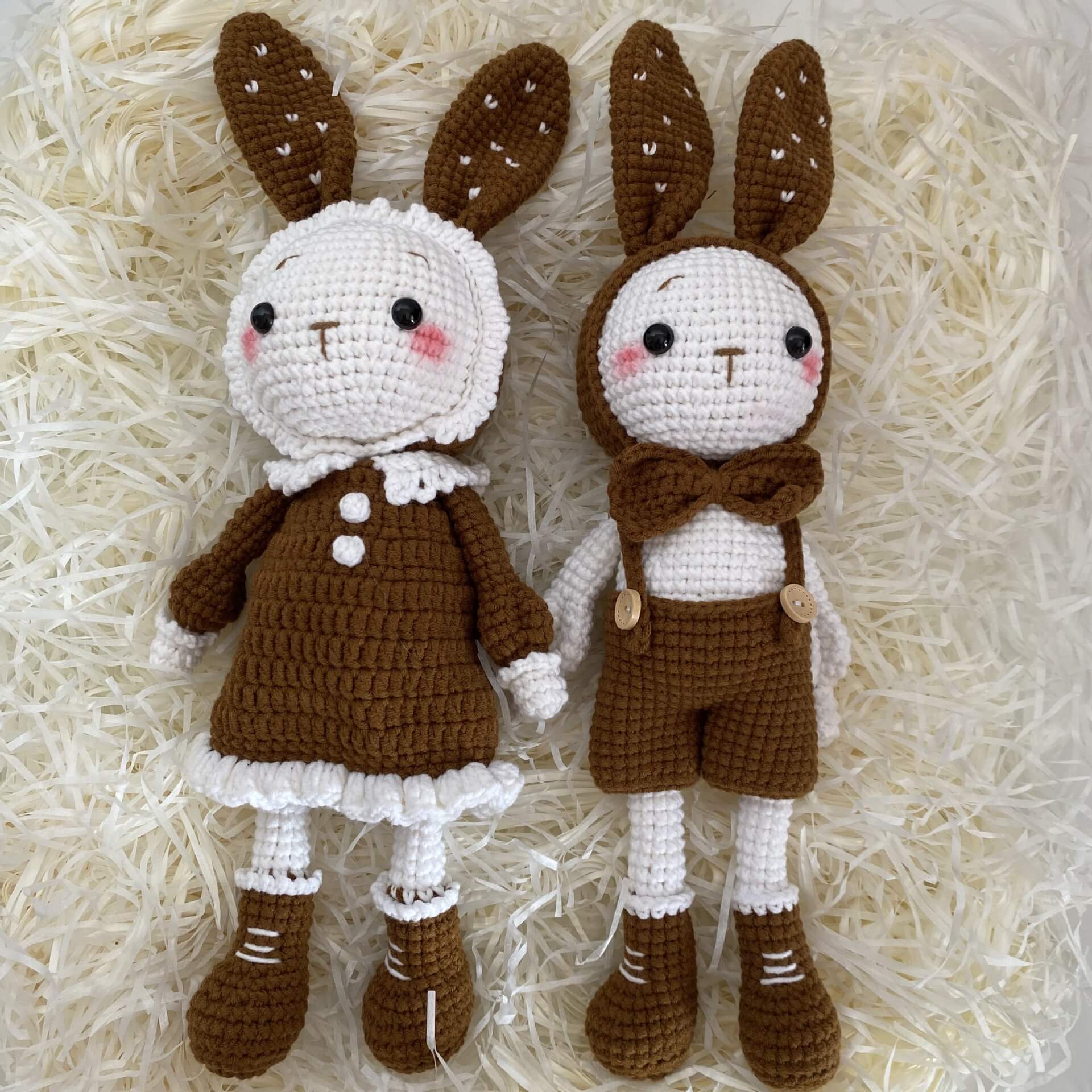 Hot Sale 100% Crochet Plushies Handmade Knitted Crochet Knitted Bunny Stuffed Animal Amigurumi Stuffed Bunny Toys 15