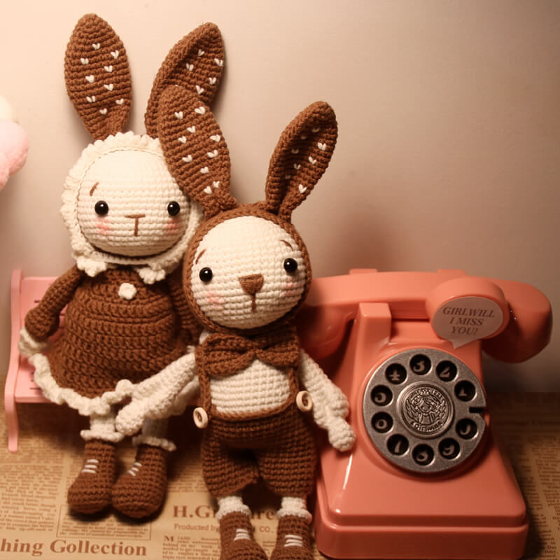 Hot Sale 100% Crochet Plushies Handmade Knitted Crochet Knitted Bunny Stuffed Animal Amigurumi Stuffed Bunny Toys 11