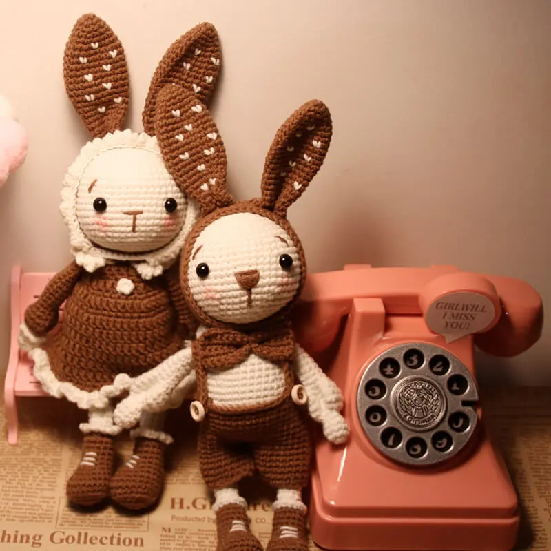 Hot Sale 100% Crochet Plushies Handmade Knitted Crochet Knitted Bunny Stuffed Animal Amigurumi Stuffed Bunny Toys 1