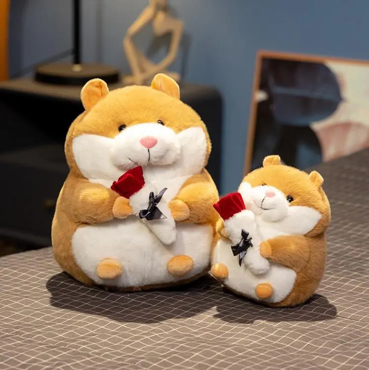 Lovely Hamster Plush Dolls Rose Plush Toys Stuffed Animal Hamster Guinea Pig doll Valentine's Day christmas gifts 1