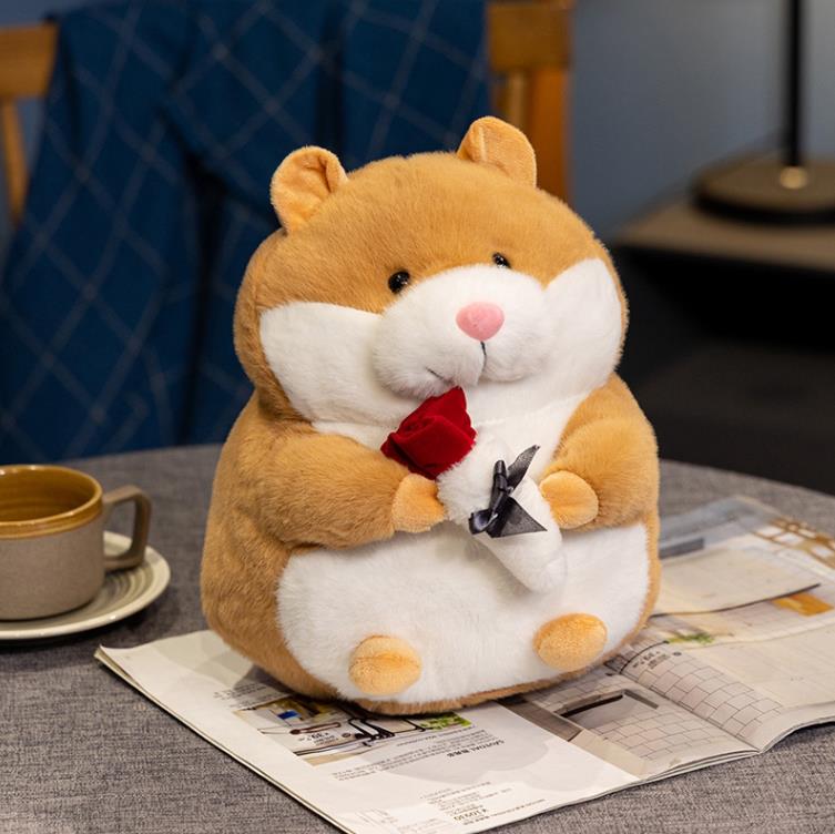 Lovely Hamster Plush Dolls Rose Plush Toys Stuffed Animal Hamster Guinea Pig doll Valentine's Day christmas gifts 13