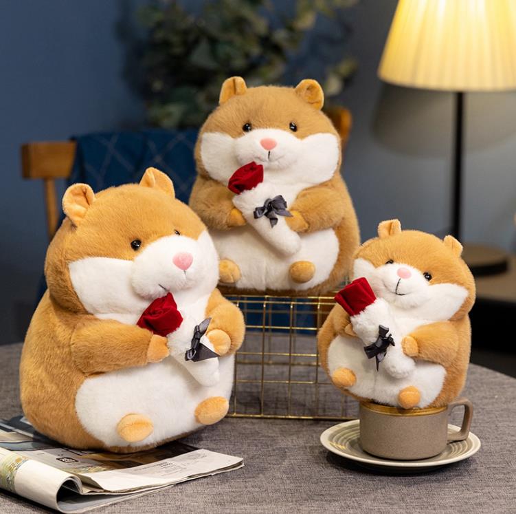 Lovely Hamster Plush Dolls Rose Plush Toys Stuffed Animal Hamster Guinea Pig doll Valentine's Day christmas gifts 10