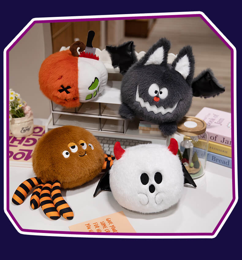 Squeak Bat Pet  Plush Toys  Creative Cartoon Halloween Doll Spider Bat Pumpkin Ghost Stuffed Halloween Gift for Kids 12
