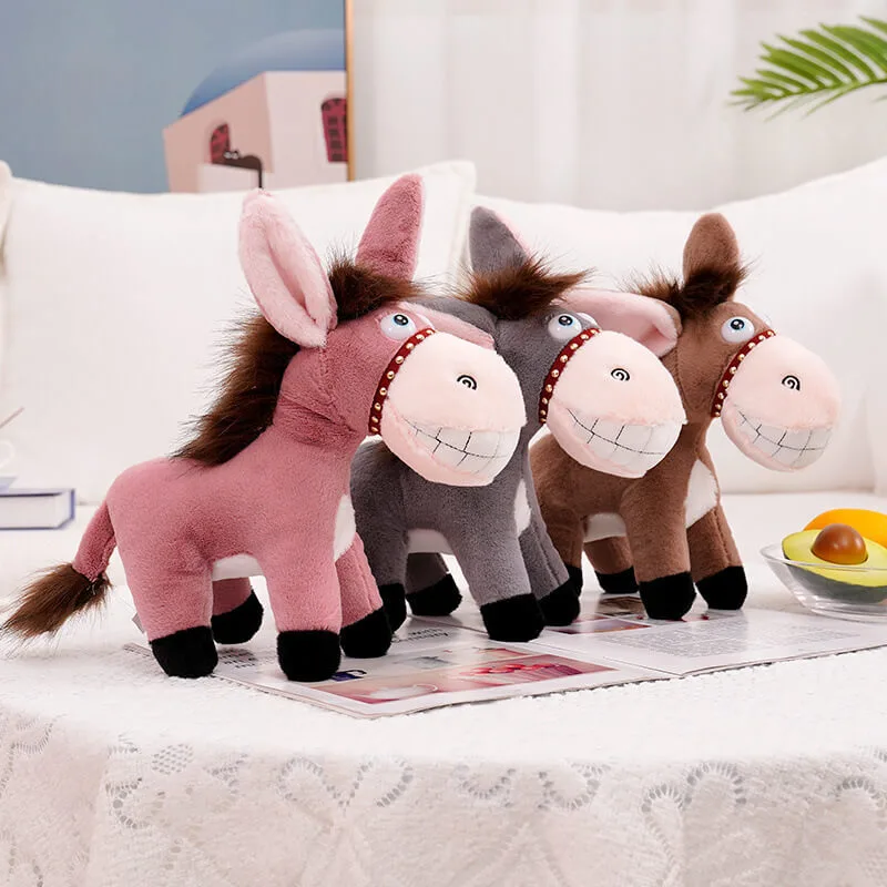 Wholesale Kawaii Little Red And Brown Donkey Stuffed Animal Doll Horse Plush Toy Soft Plushies Toy Promotional 1