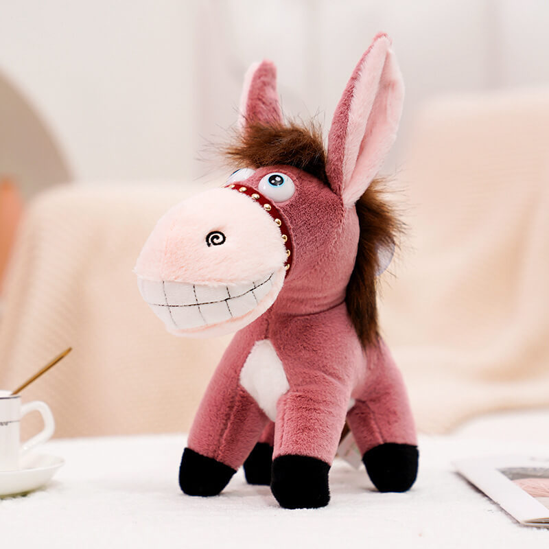Wholesale Kawaii Little Red And Brown Donkey Stuffed Animal Doll Horse Plush Toy Soft Plushies Toy Promotional 13