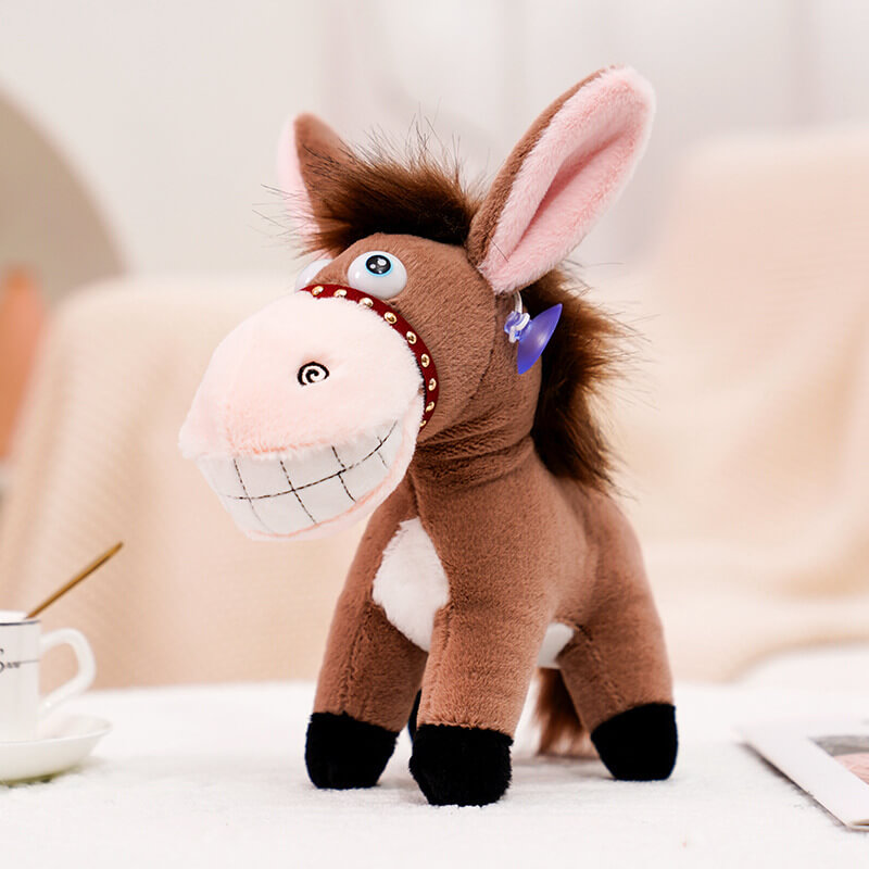 Wholesale Kawaii Little Red And Brown Donkey Stuffed Animal Doll Horse Plush Toy Soft Plushies Toy Promotional 12