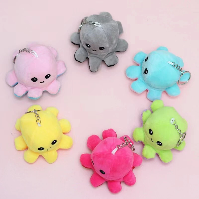 Wholesale Cute  Plush Flip Octopus Keychain Toys Cartoon Creative Double Reversible Stuffed Animals Backpack Pendants 1