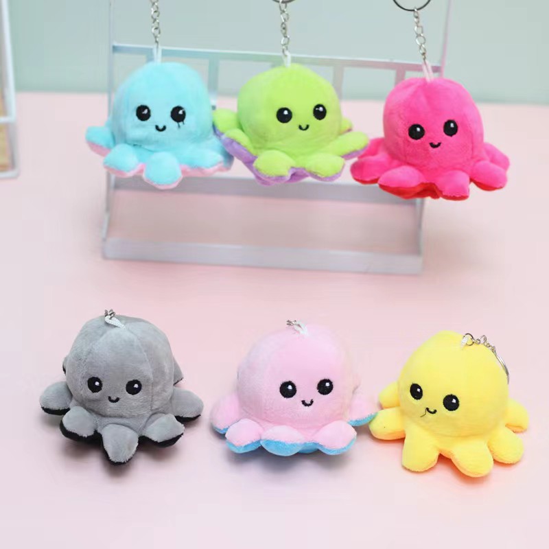 Wholesale Cute Plush Flip Octopus Keychain Toys Cartoon Creative Double Reversible Stuffed Animals Backpack Pendants 6