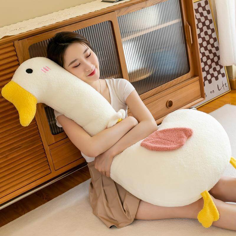 Wholesale Hot Selling Lovely Simulation Cloud Big White Goose Plush Toy Legs Sleeping Long Pillow Doll Birthday Gift 15