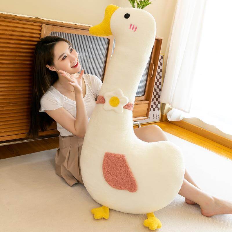 Wholesale Hot Selling Lovely Simulation Cloud Big White Goose Plush Toy Legs Sleeping Long Pillow Doll Birthday Gift 14