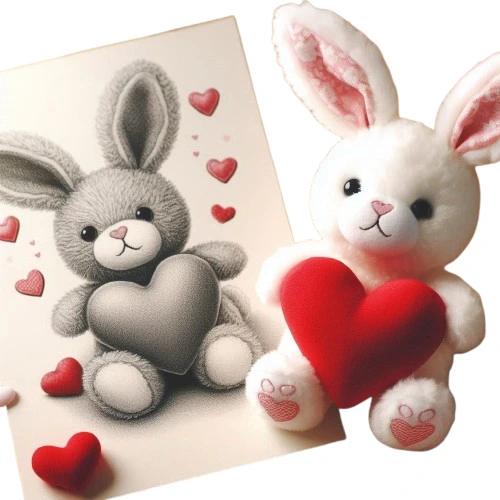 Cute Red Heart Plush Bunny Rabbit Toy Custom Stuffed Animal Plush Valentines Day Gift 1