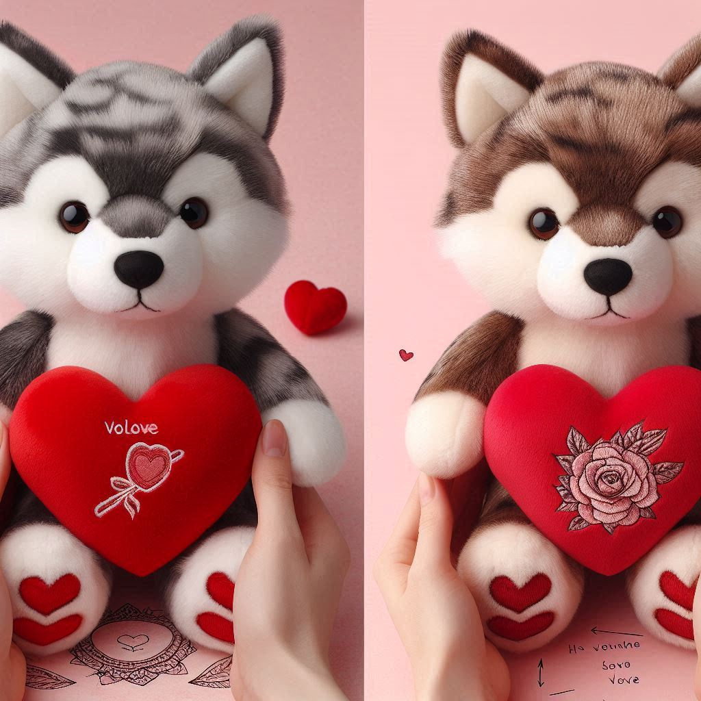 Valentine 2025 Plush Toys Stuffed Animal Toys 20cm with Heart Plush Toy Dog Husky 8