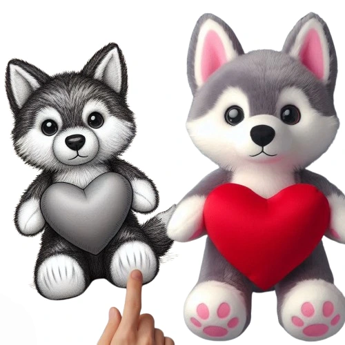 Valentine 2025 Plush Toys Stuffed Animal Toys 20cm with Heart Plush Toy Dog Husky 1