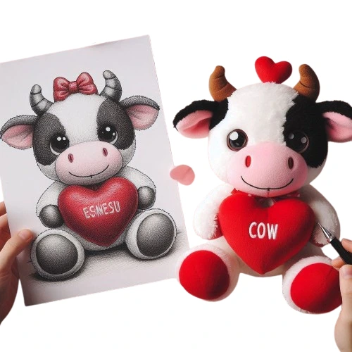 Valentine 2025 Plush Valentines Day Stuffed Animal with Heart Kawaii Milk Cow Plush 1