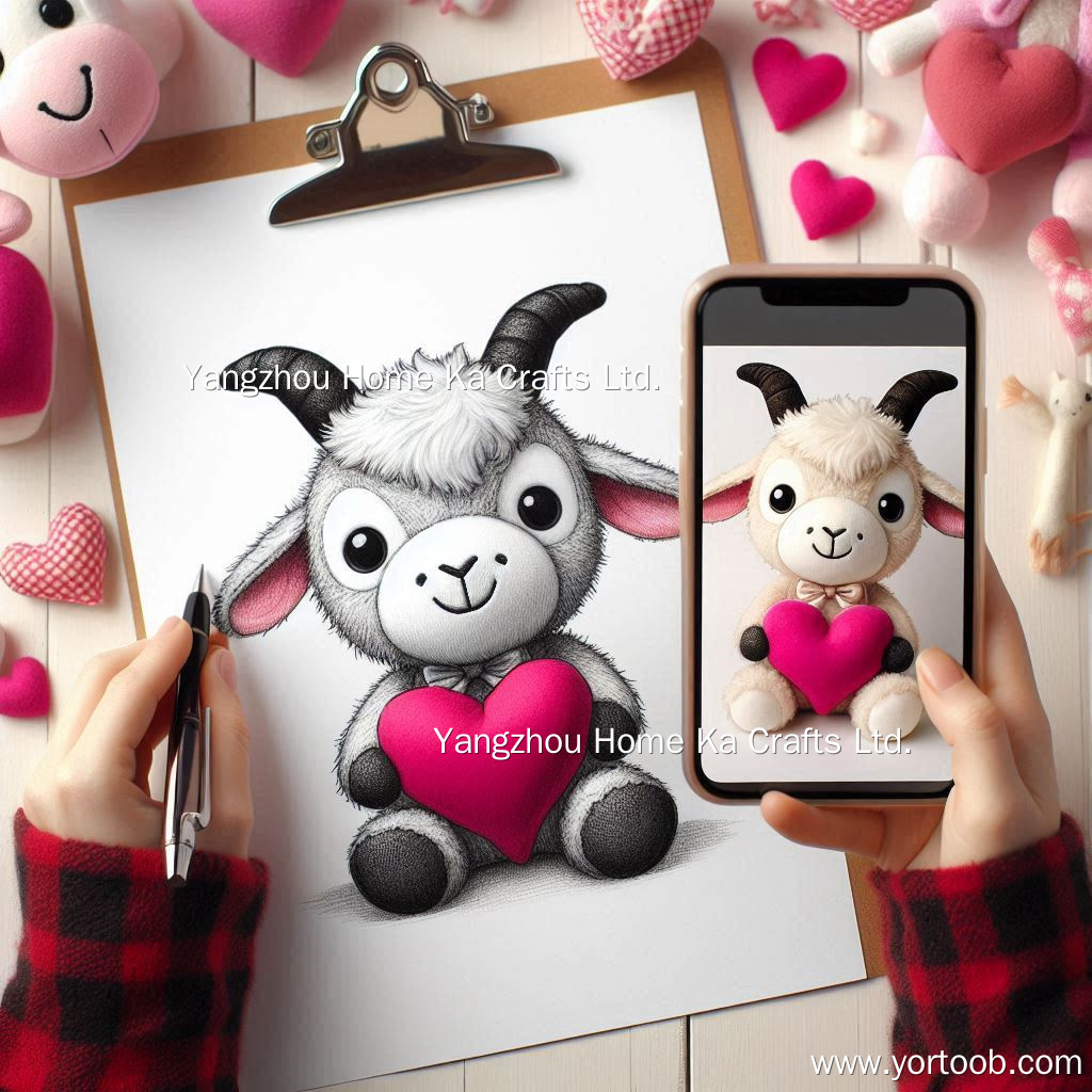 Valentine 2025 Plush Toys Stuffed Animal Toys 20cm Cute Goat Plush with Red Heart 8