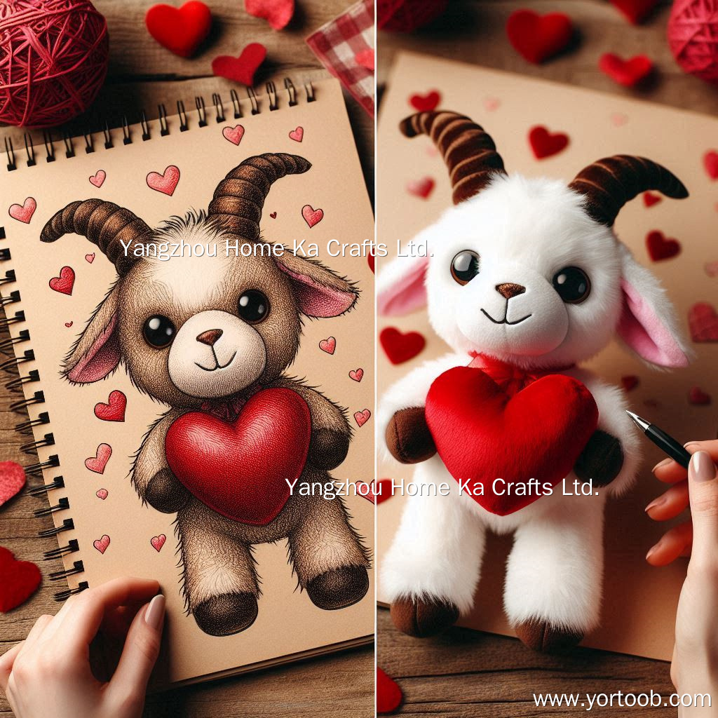 Valentine 2025 Plush Toys Stuffed Animal Toys 20cm Cute Goat Plush with Red Heart 7