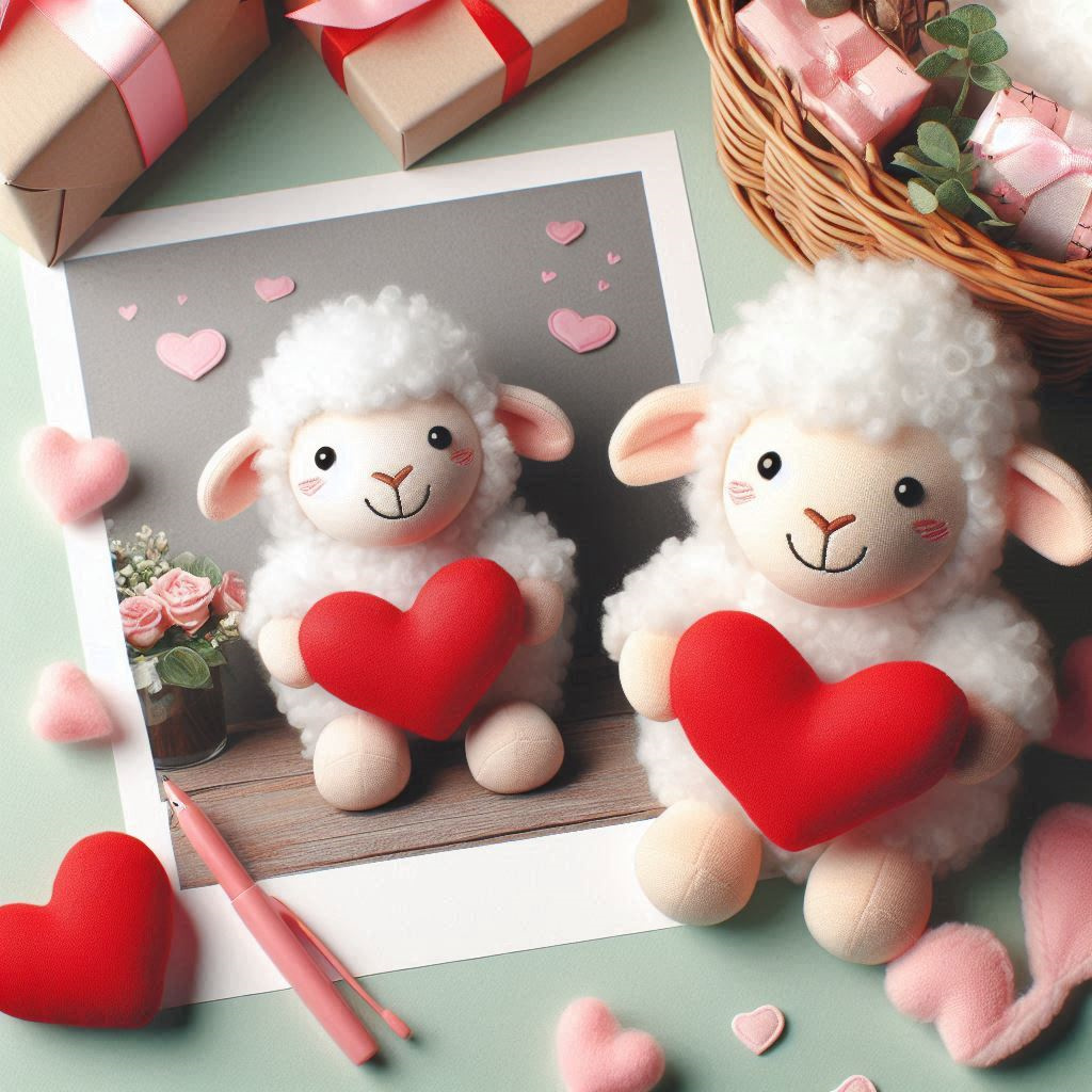 Valentine 2025 Plush Valentines Day Stuffed Animal with Heart Wholesale Sheep Plush 10