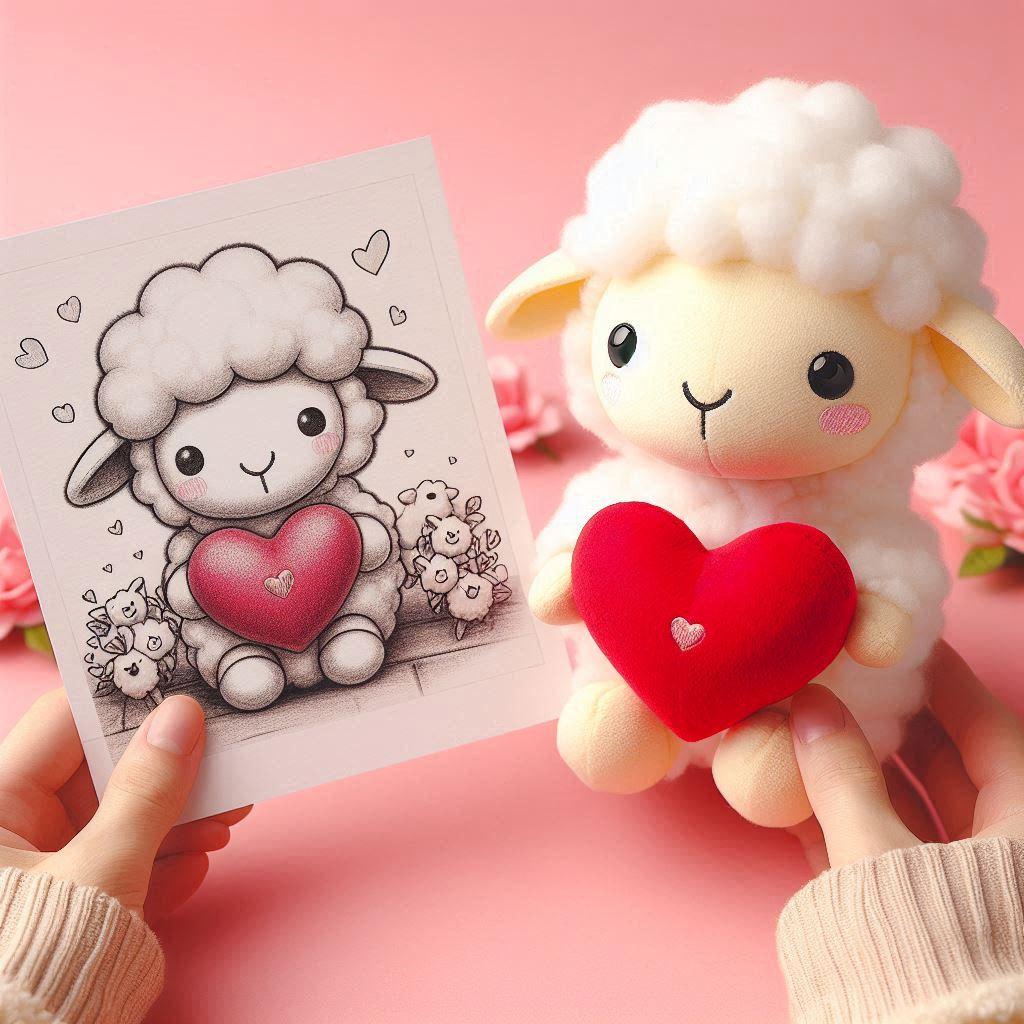 Valentine 2025 Plush Valentines Day Stuffed Animal with Heart Wholesale Sheep Plush 8