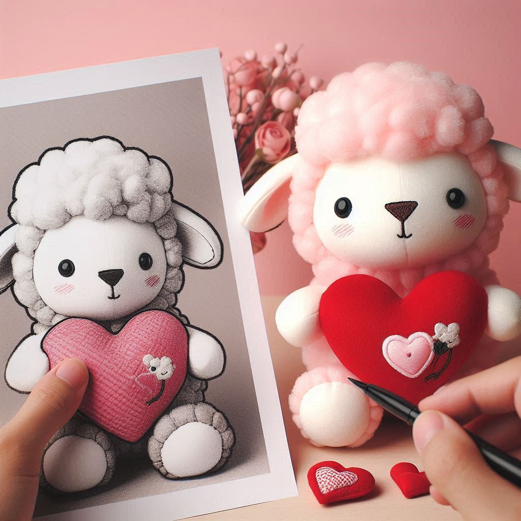 Valentine 2025 Plush Valentines Day Stuffed Animal with Heart Wholesale Sheep Plush 9