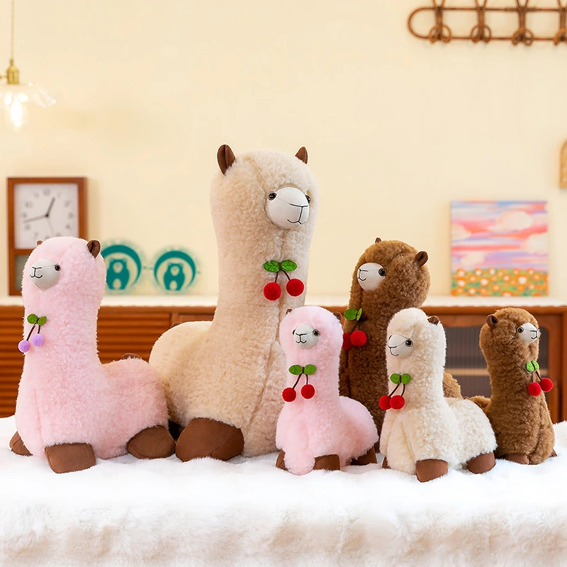 Factory Promotion High Quality Cherry Alpaca Stuffed Animals Wholesale Super Soft Plush Toy Kawaii Sleeping Cushion 1