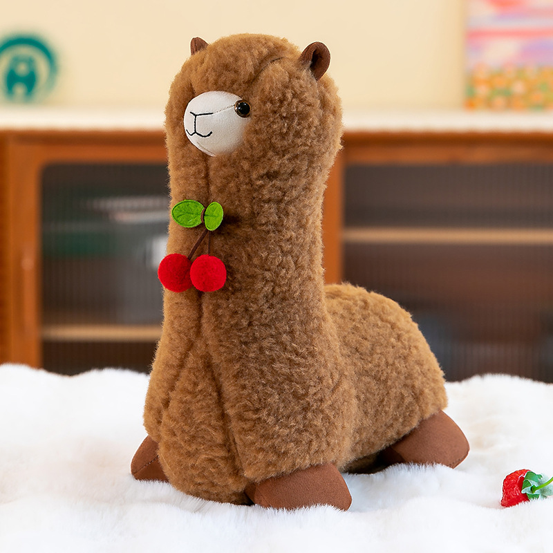 Factory Promotion High Quality Cherry Alpaca Stuffed Animals Wholesale Super Soft Plush Toy Kawaii Sleeping Cushion 17