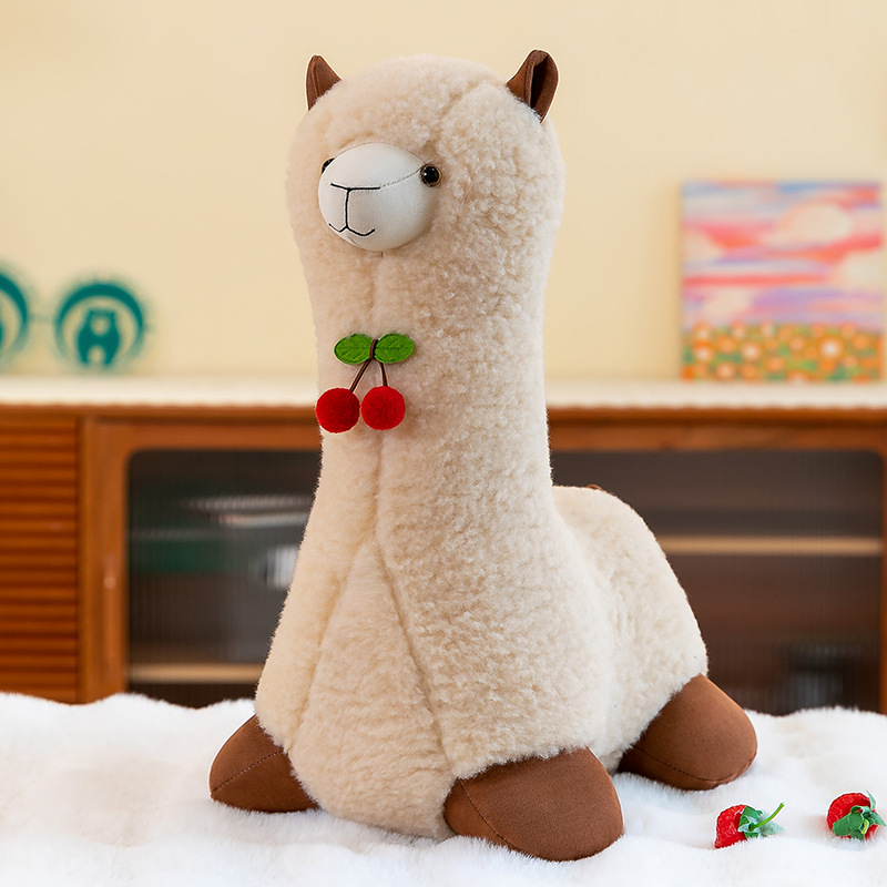 Factory Promotion High Quality Cherry Alpaca Stuffed Animals Wholesale Super Soft Plush Toy Kawaii Sleeping Cushion 16
